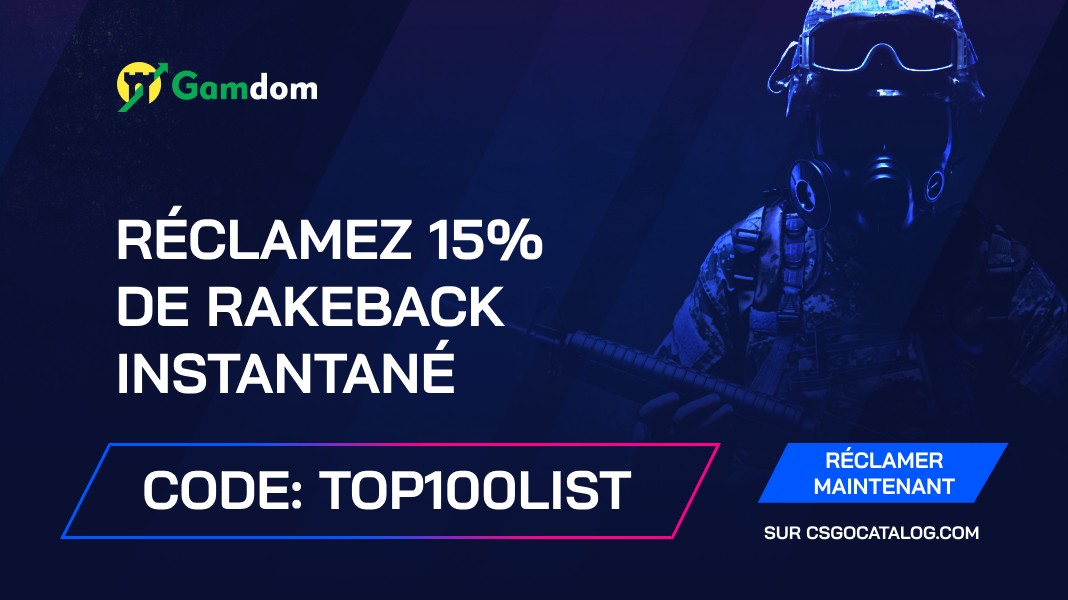 Codes Promo Gamdom avec une revue complète : Utilisez “top100list” et réclamez 15% de Rakeback