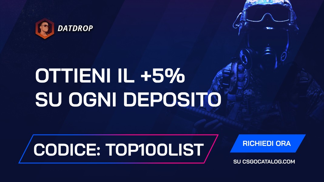 Codice promozionale DatDrop: Usa “top100list” e ottieni +5% per ogni deposito