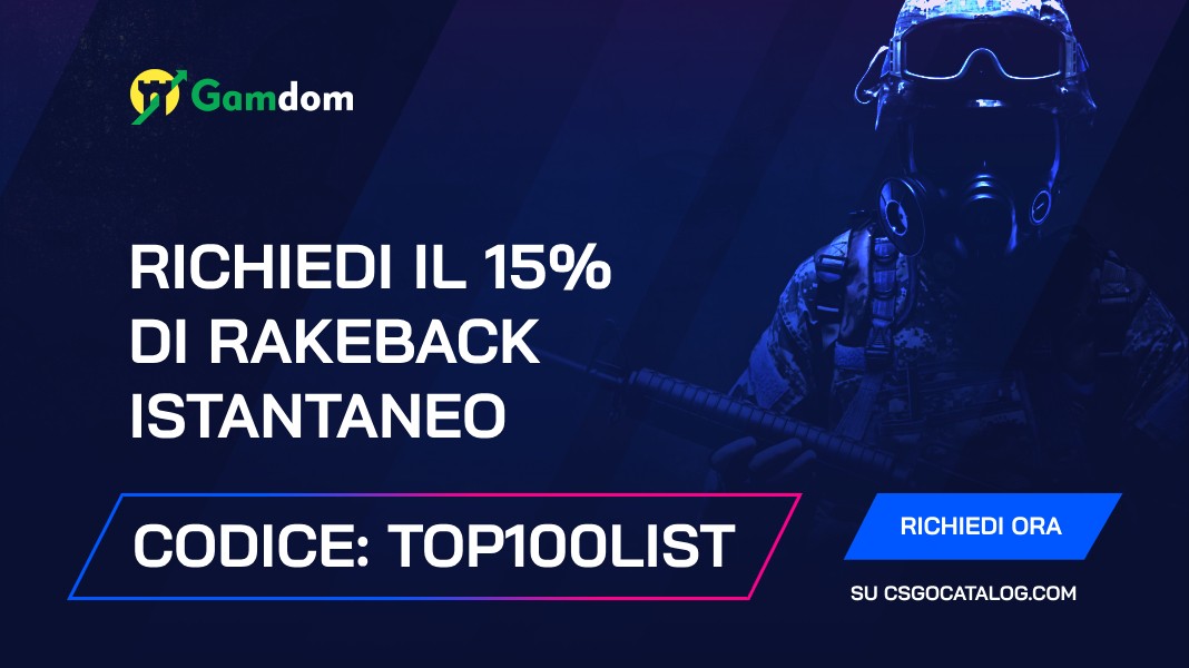 Codici promozionali Gamdom con recensione completa: Usa “top100list” e richiedi il 15% di Rakeback