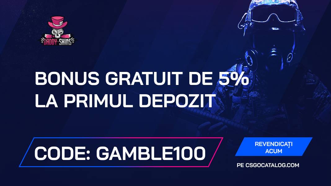 DaddySkins Cod promoțional: Utilizați “gamble100” și obțineți +8% pentru un prim bonus de depozit