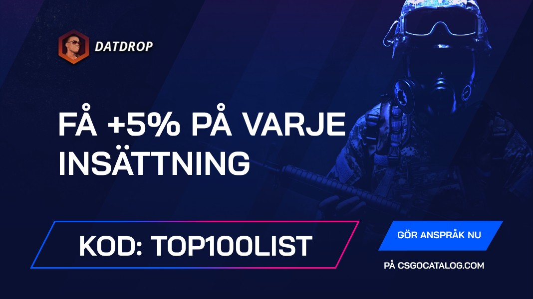 DatDrop Kampanjkod: Använd “top100list” och få +5% till varje insättning