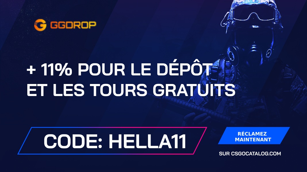 GGDrop Promo Codes: Utilisez «csgocatalog» et obtenez +11% de bonus de dépôt