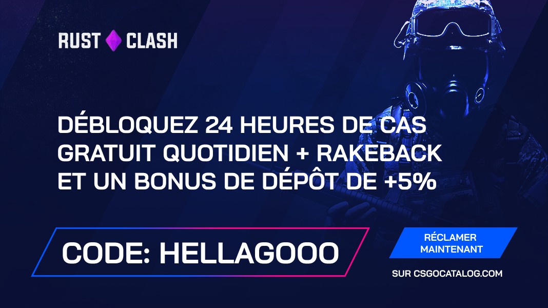 Code promo RustClash: Utilisez « HELLAGOOO » et débloquez un cas quotidien gratuit