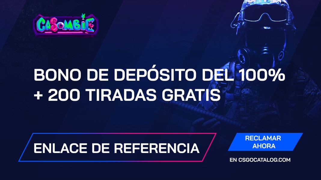 Casombie Casino Bono 2024: Utiliza el enlace de referidos y obtén un bono de depósito del 100% + 200 tiradas gratis.