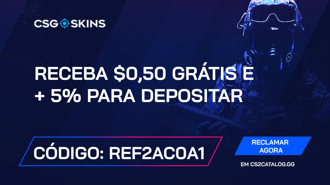 Código promocional CSGO-Skins 2024: Use “REF2AC0A1” e receba $0.50 de graça e + 5% para depositar