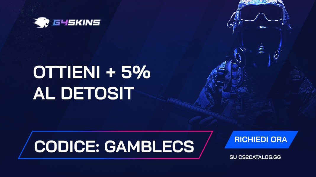 Codice promozionale G4Skins 2024: Usa “gamblecs” e ottieni + 5% al detosit