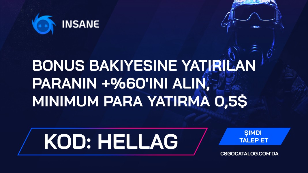 Insane.GG Promosyon Kodu İncelemesi 2024: “Hellag” Kullanın ve +%60 Para Yatırma Bonusu Kazanın