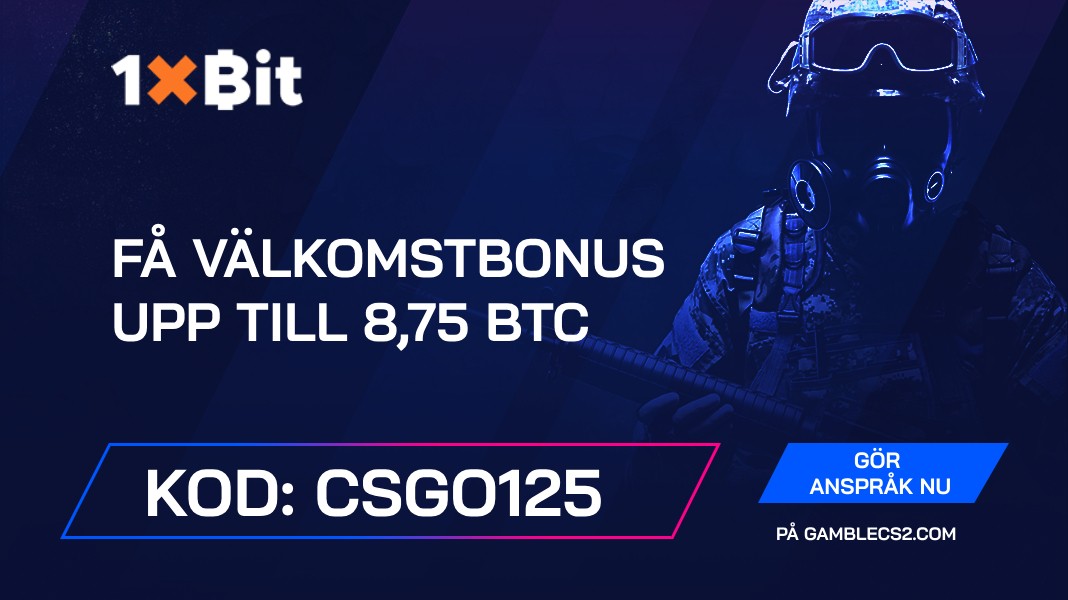 1xBit kampanjkod 2024: Använd “CSGO125” och få välkomstbonus upp till 8,75 BTC